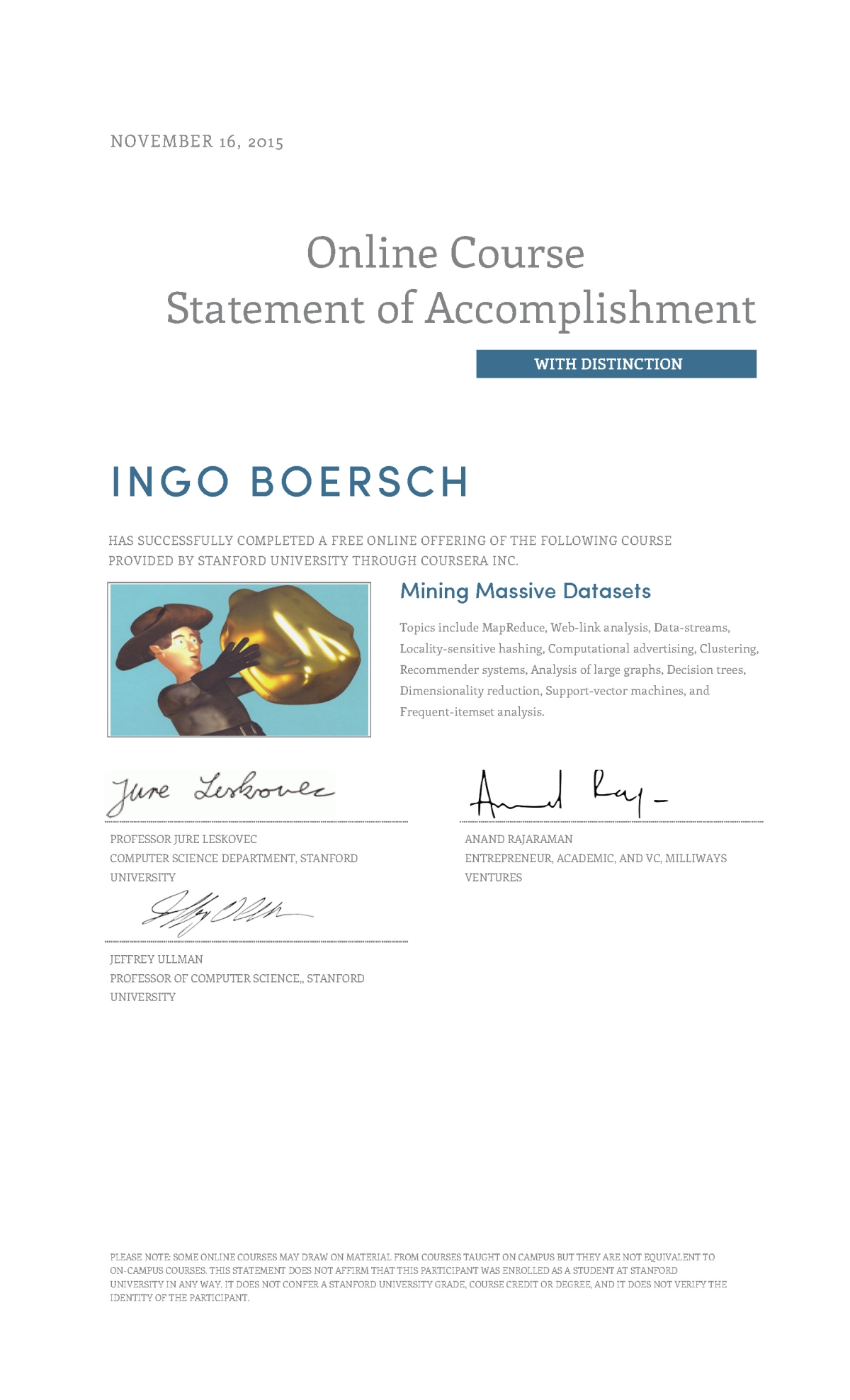 2015-11 Coursera - Mining Massive Datasets - Jeff Ullman, Anand Rajaraman, Jure Leskovec